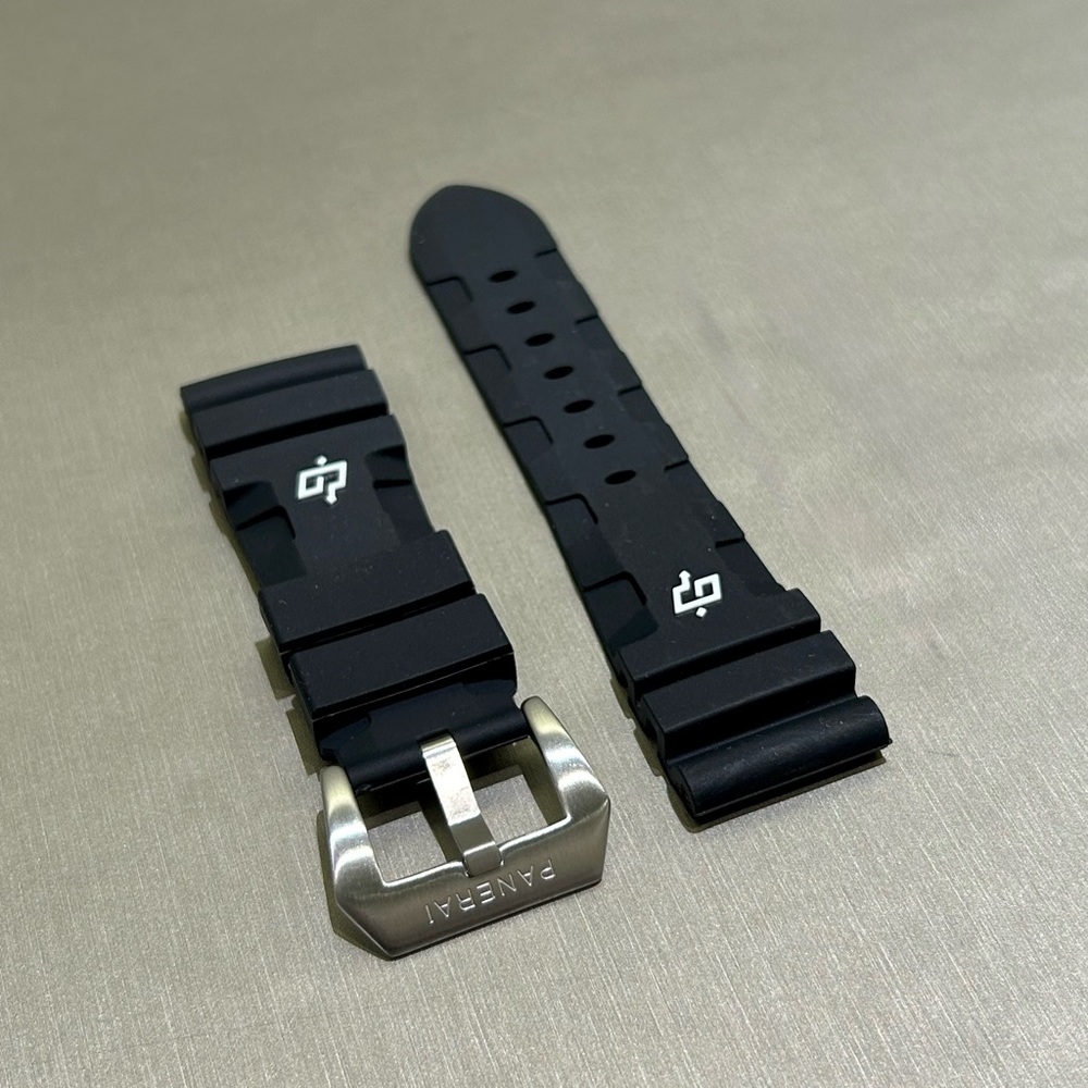 Panerai Rubber Submersible Strap 24mm in BLACK W/ WHITE logo